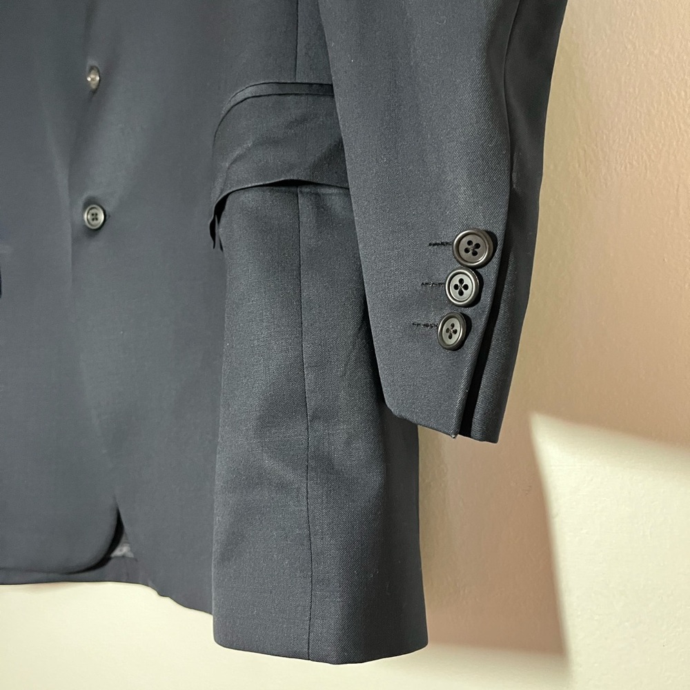 Manzini Uomo Super 120 Wool Single Breasted 3 Button Navy Men's Blazer - Picture 2 of 12